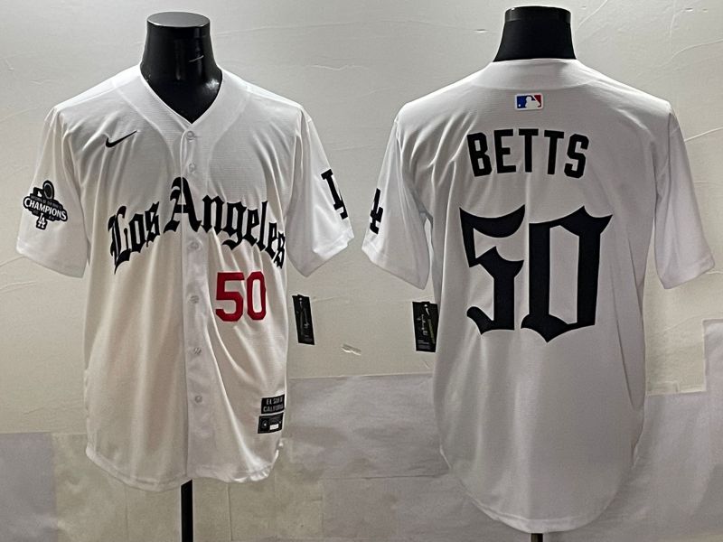 Men 2025 Los Angeles Dodgers #50 Betts White Five generations Joint Name Nike MLB Jersey style 5182->los angeles dodgers->MLB Jersey
